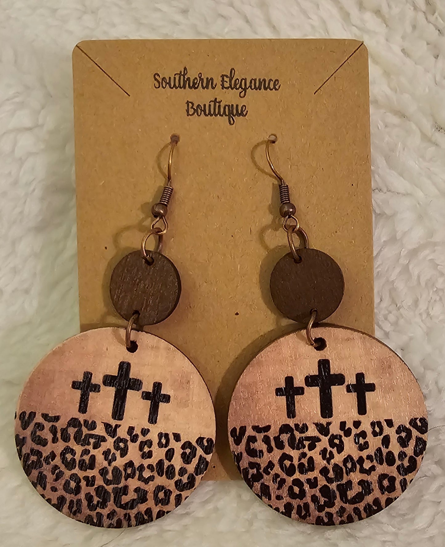 Beautiful Wooden Crosses Dangle Earrings