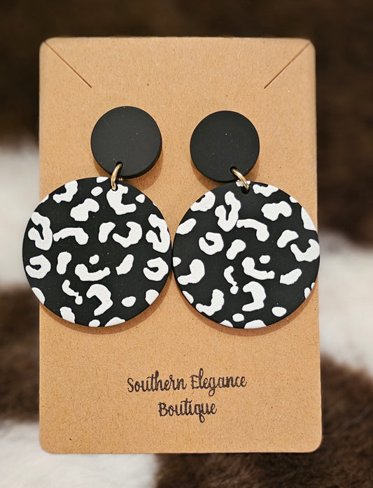 Beautiful Black and White Leopard Earrings