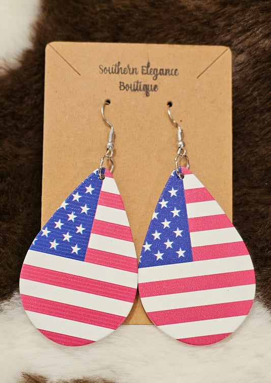 American Flag Teardrop Earrings