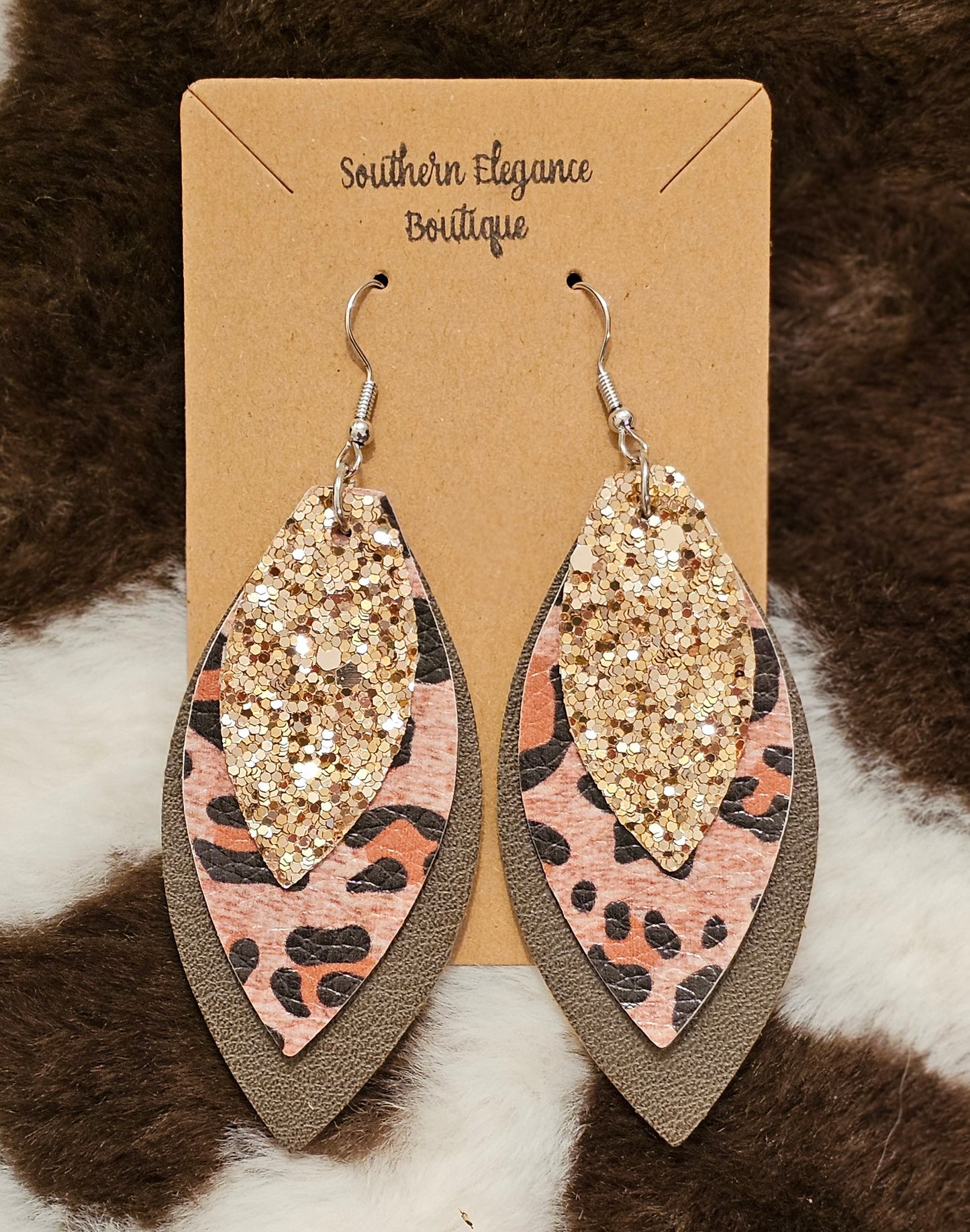 Golden Leopard Dangle Earrings