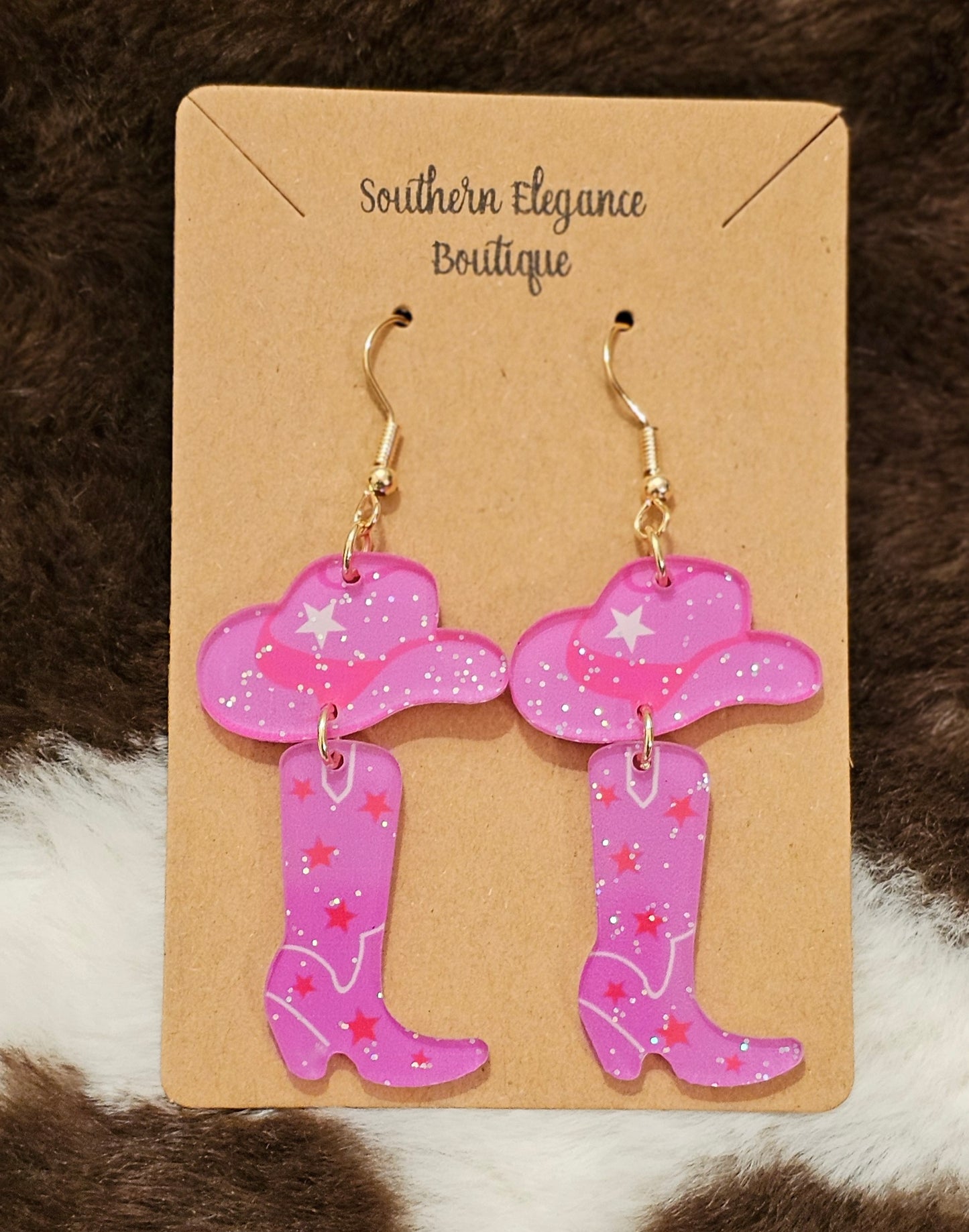 Pink Cowgirl Dangle Earrings