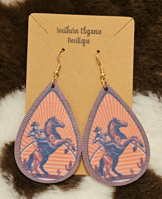 Buckin Bronco Dangle Earrings