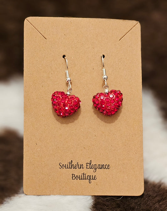 Red Diamond Heart Earrings