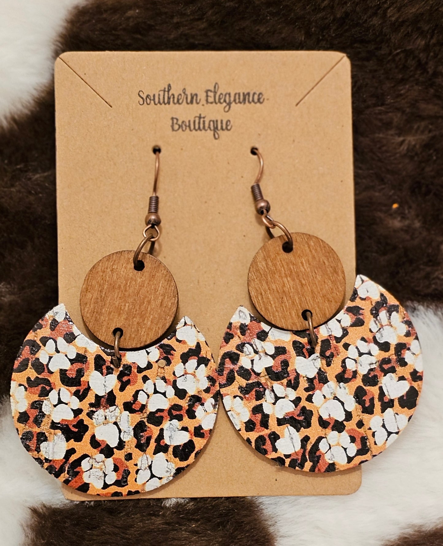 Puppy Print Wooden Dangle Earrings