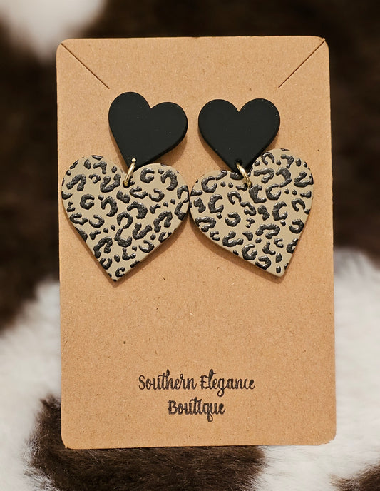 Leopard Heart Earrings