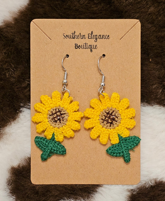 Crochet Sunflower Earrings