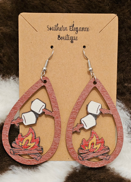 Roasting Marshmallows Dangle Earrings