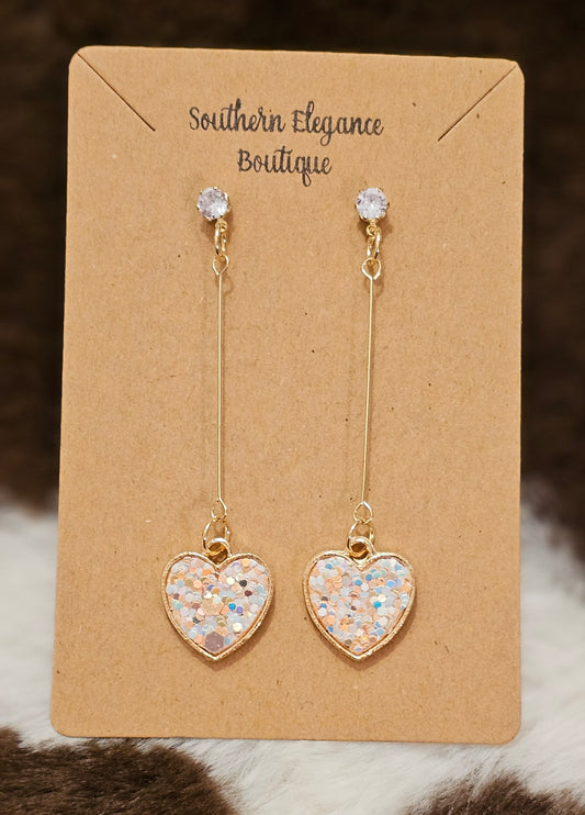 Sparkle Dangling Heart Earrings