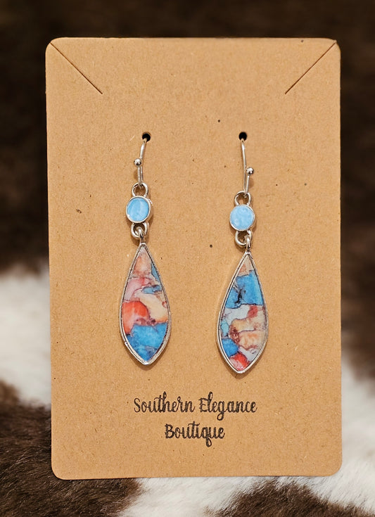 Turquoise Marble Dangle Earrings