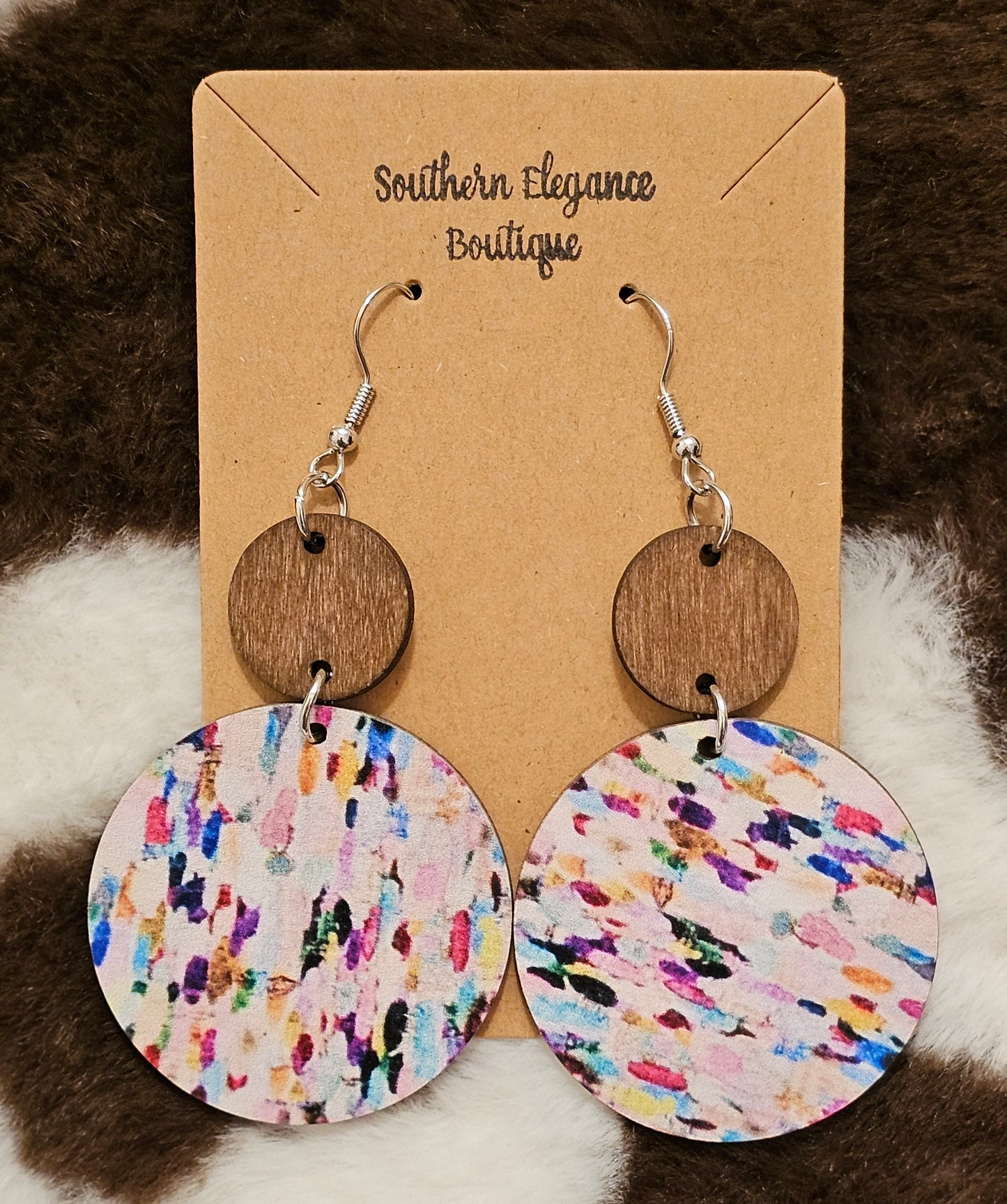 Wooden Confetti Dangle Earrings