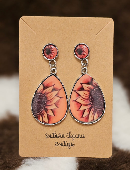 Western Sunflower Dangle Earrings