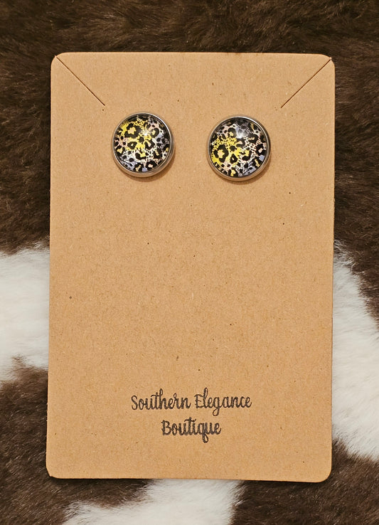 Rainbow Leopard Print Studs