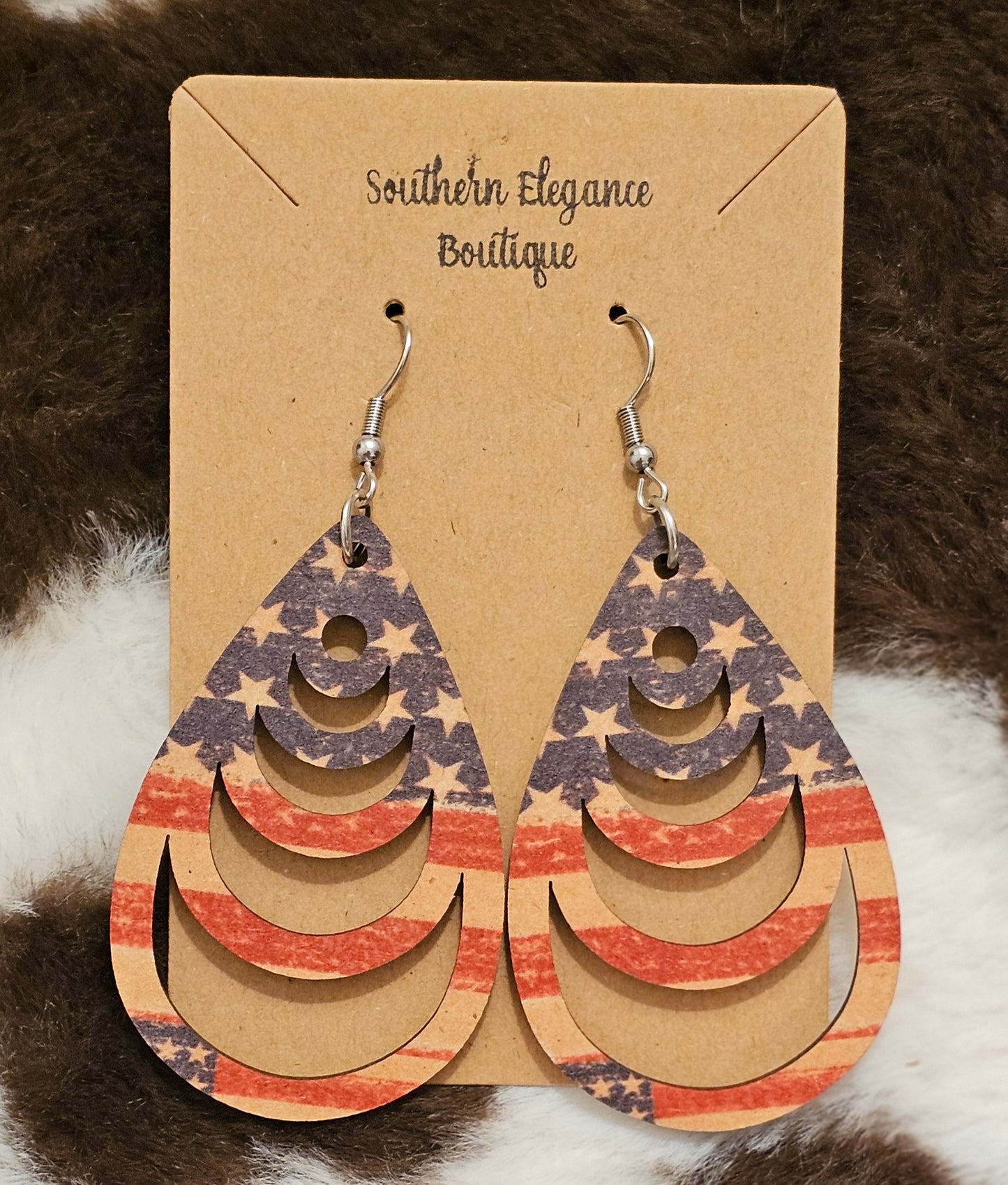 Vintage American Flag Teardrop Earrings