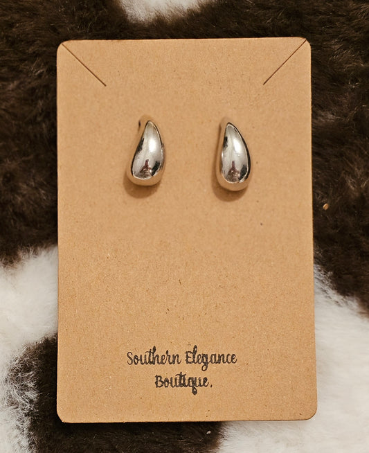 Silver Teardrop Stud Earrings