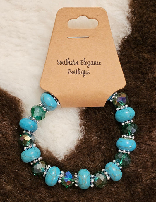 Turquoise Bead Bracelet-oval