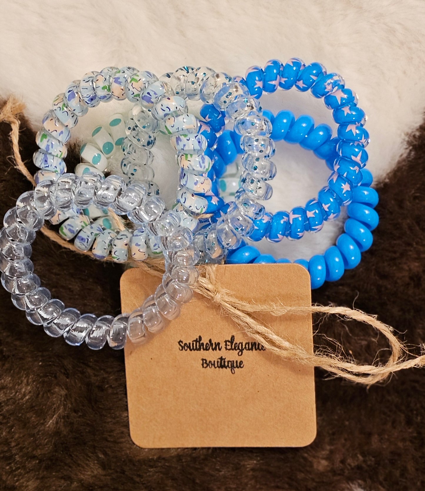 Blue Coil Hair Ties- 6 count