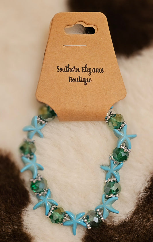 Turquoise Bead Bracelet- Starfish