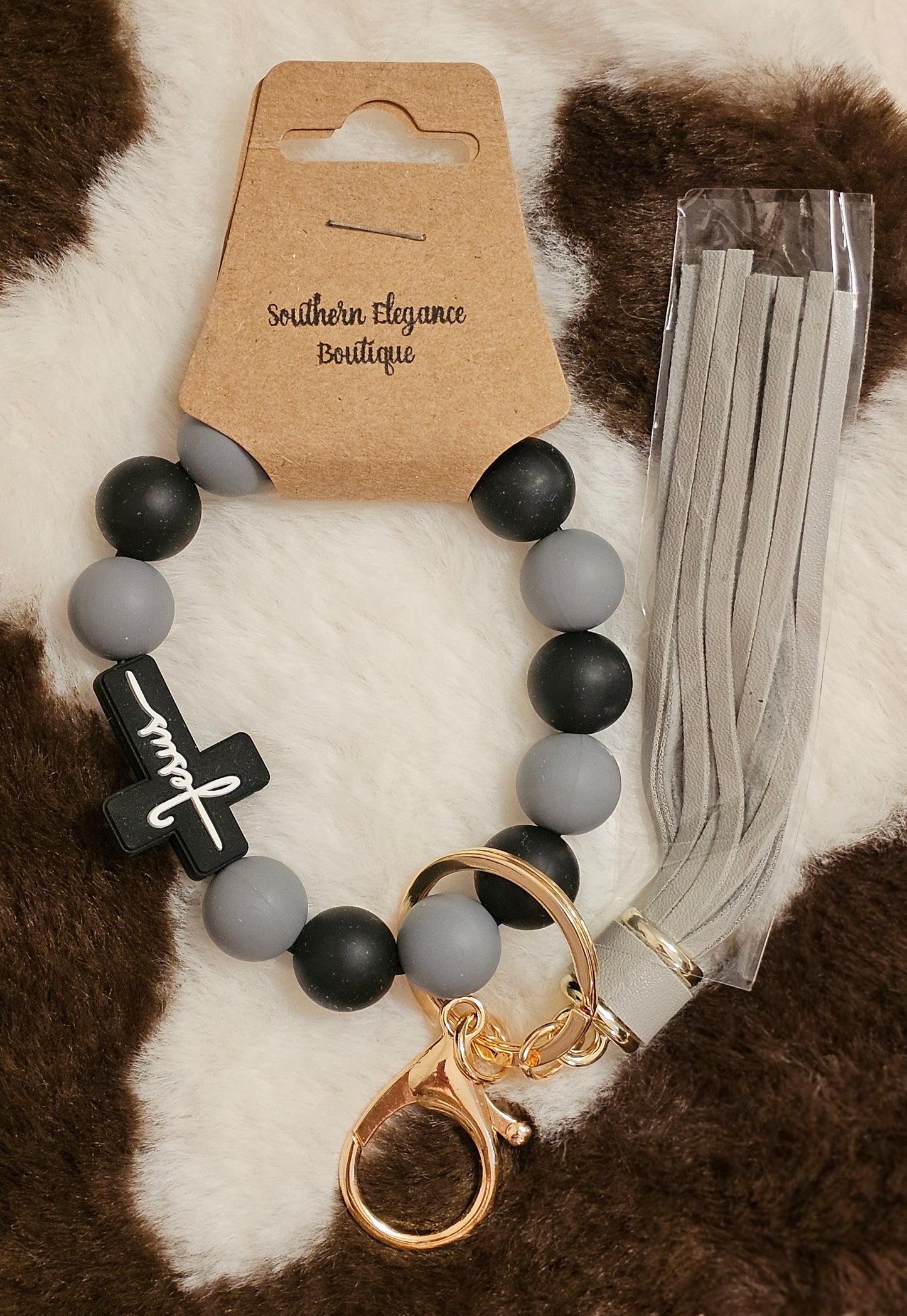 Black & Gray Cross Faith Keychain