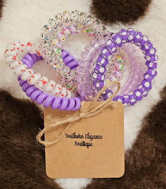 Purple Coil Hair Ties- 6 count