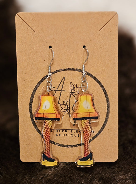 Christmas Story Leg Lamp Dangle Earrings