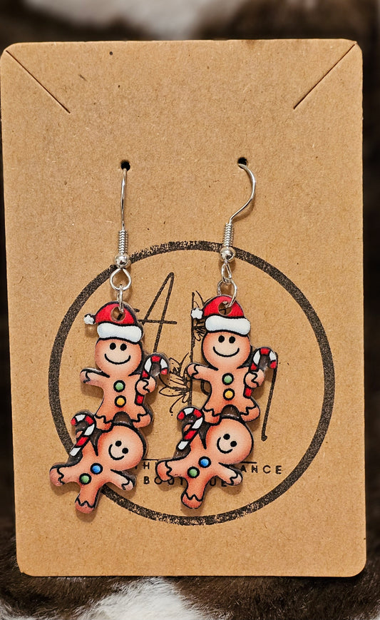 Gingerbread Men Christmas Dangle Earrings