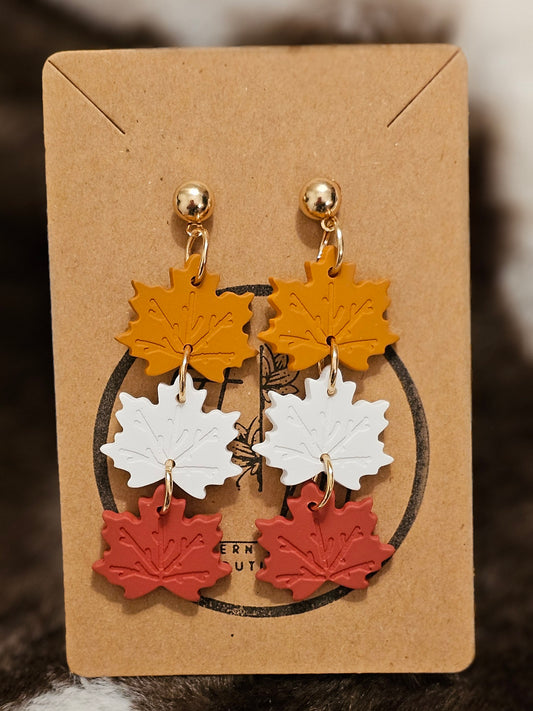 Vintage Elegant Acrylic Maple Leaf Dangle Earrings