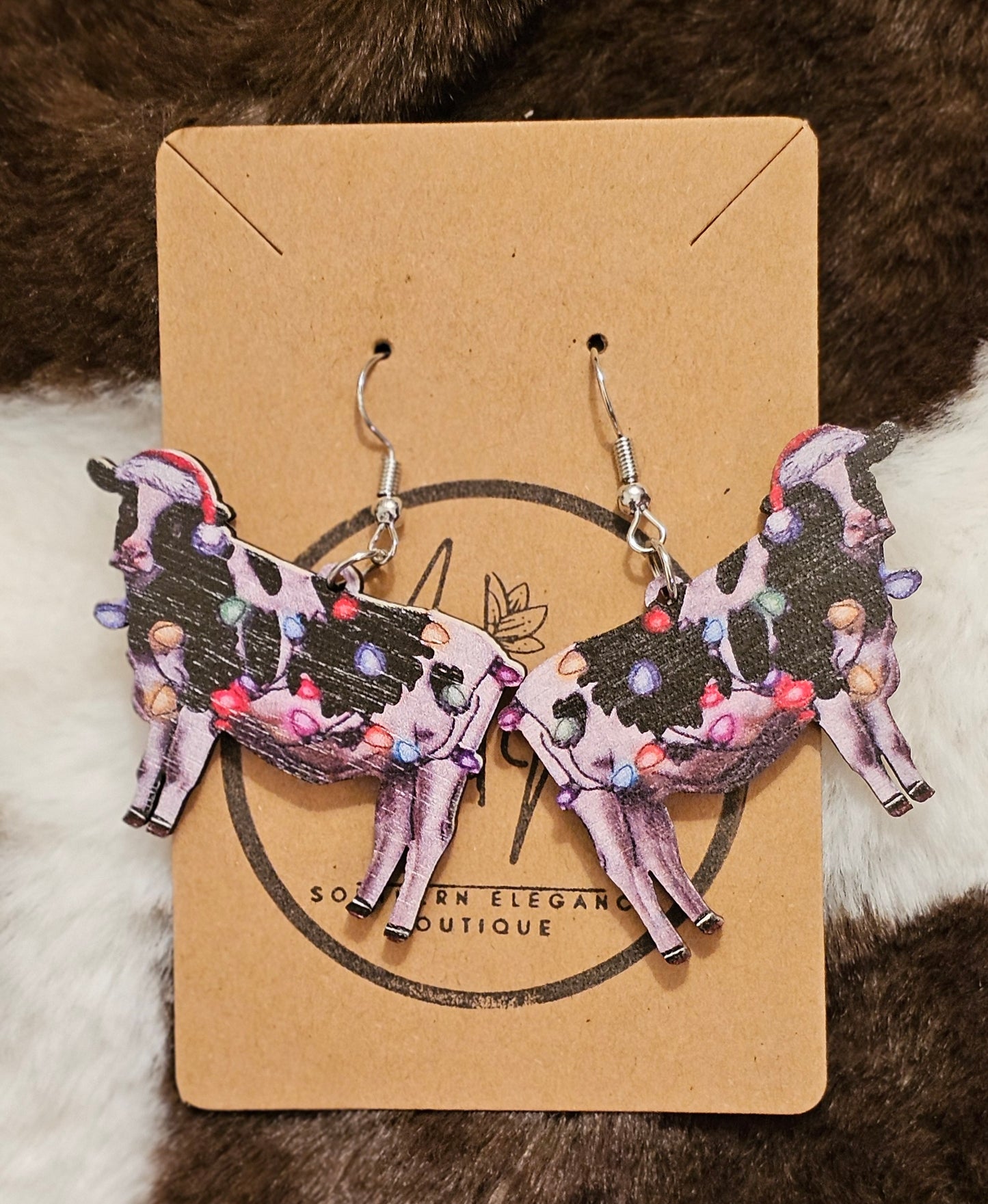 Christmas Cow Earrings