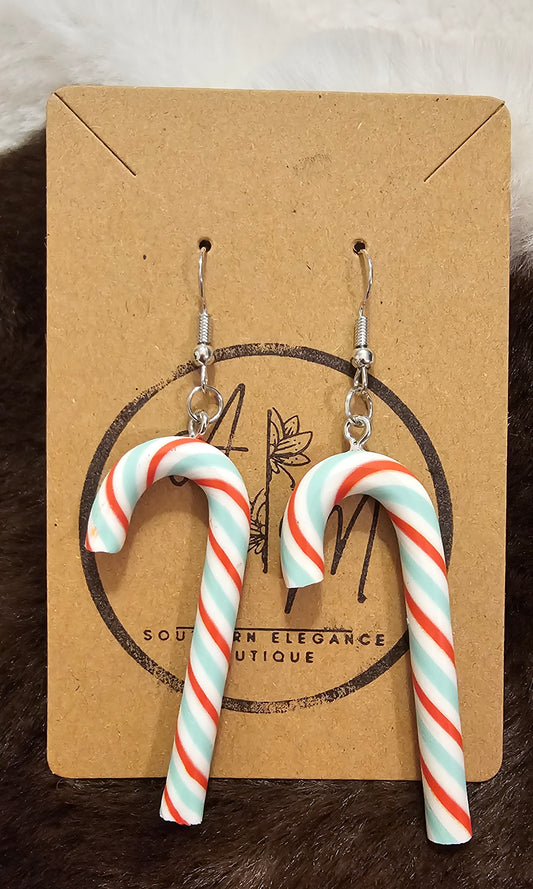 Candy Cane Red & Green Stripe Earrings