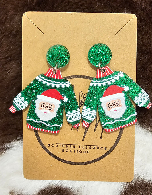 Santa Christmas Sweater Earrings