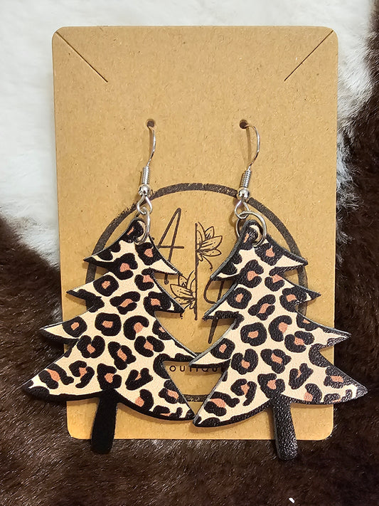 Leopard Christmas Tree Earrings