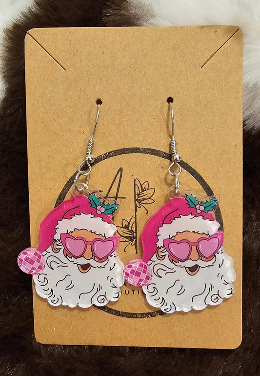 One cool Santa Pink Dangle Earrings