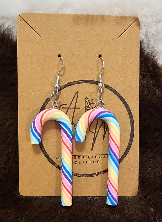 Candy Cane Rainbow Stripe Earrings