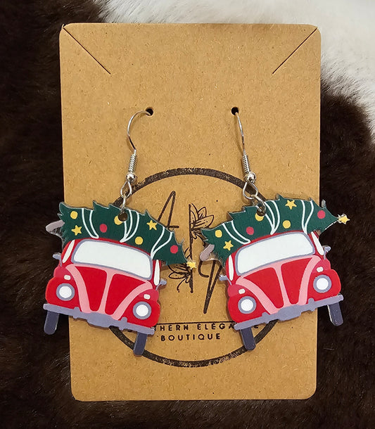 Beetle Bug Christmas Earrings