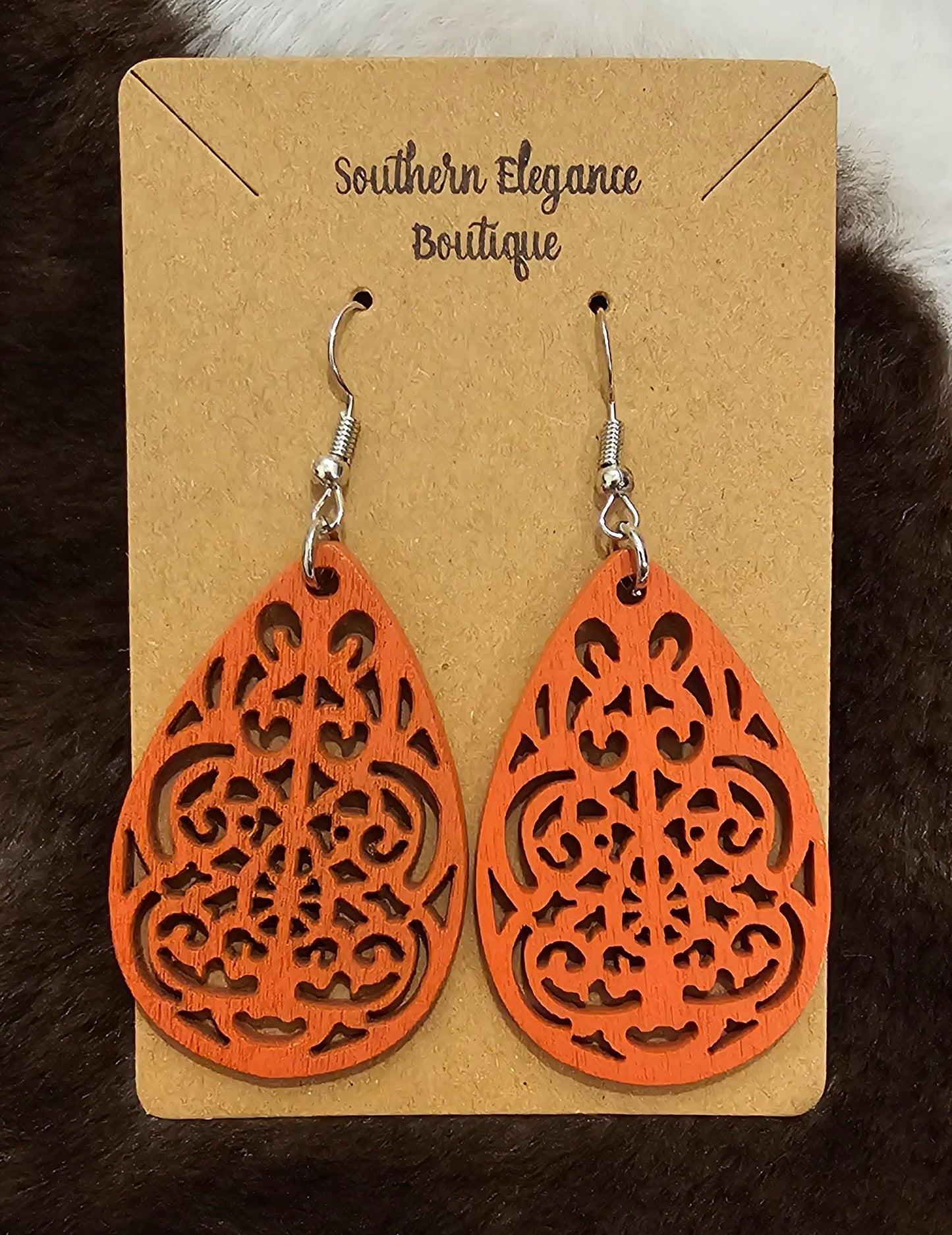 Wooden Teardrop Earrings- Red