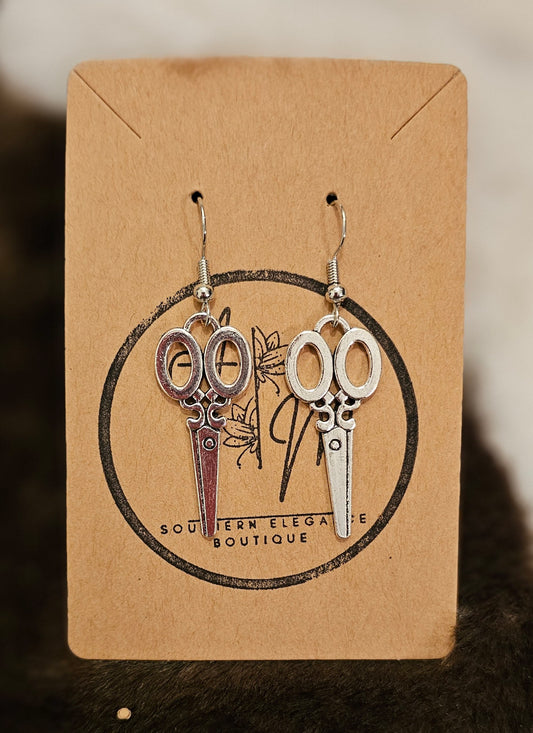 Silver Scissor Dangle Earrings